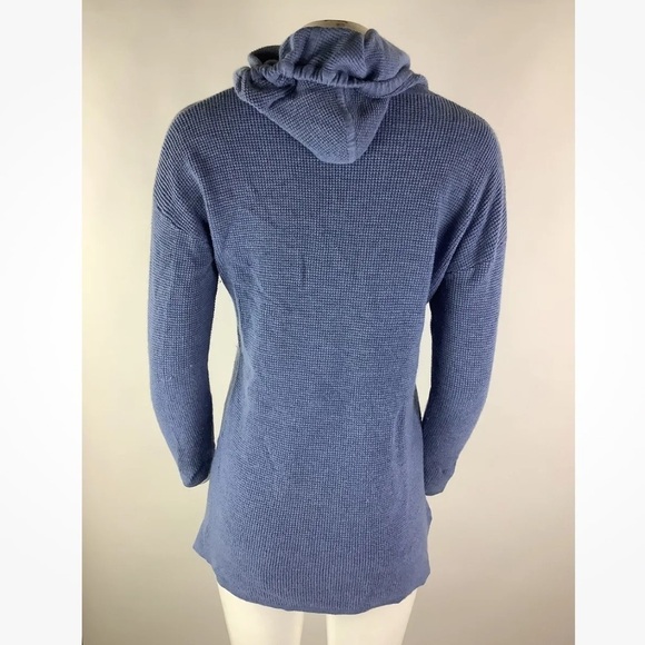 Soft Surroundings Sz S Knit Hoodie Blue Acrylic Wool Pullover Kangaroo Pocket - Picture 4 of 6